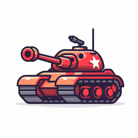 Cartoon tank. Vector illustration in a flat style on a white background.のイラスト素材
