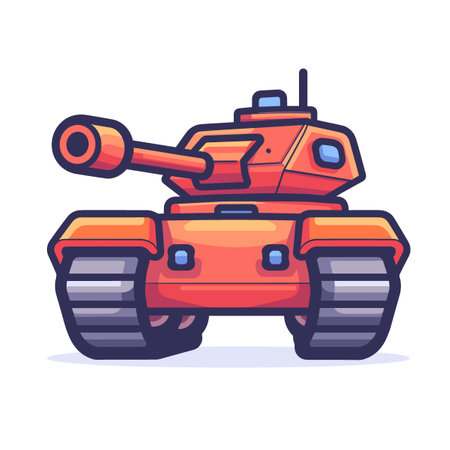 Cartoon tank. Vector illustration in a flat style on a white background.のイラスト素材