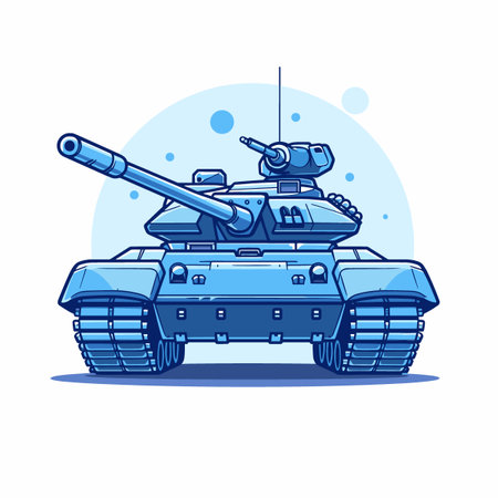 Vector illustration of a tank in flat style on a white background.のイラスト素材