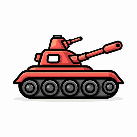 Cartoon tank isolated on white background. Vector illustration in flat style.のイラスト素材