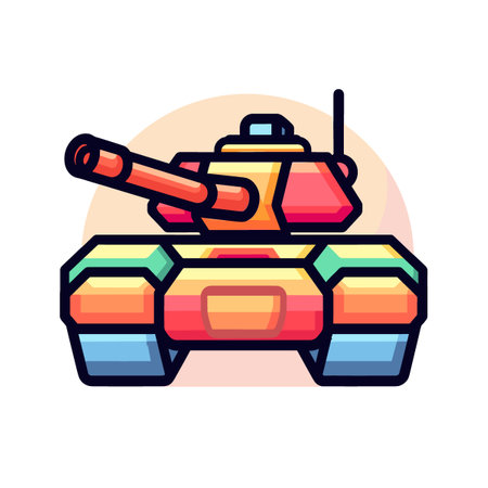 Cartoon tank isolated on white background. Vector illustration in flat style.のイラスト素材