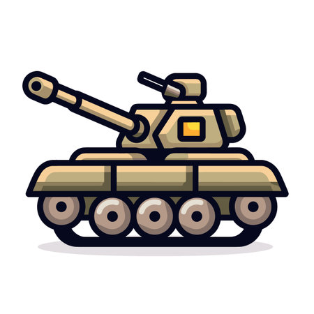 Cartoon tank. Vector illustration in a flat style on a white background.のイラスト素材