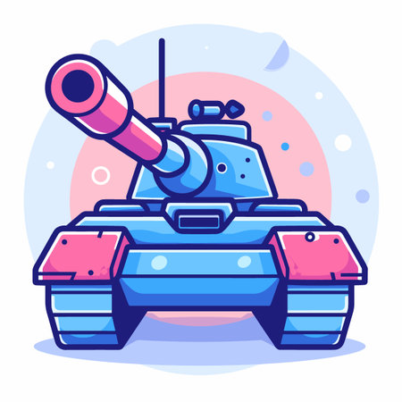 Cartoon tank. Vector illustration in flat style. Tank icon.のイラスト素材