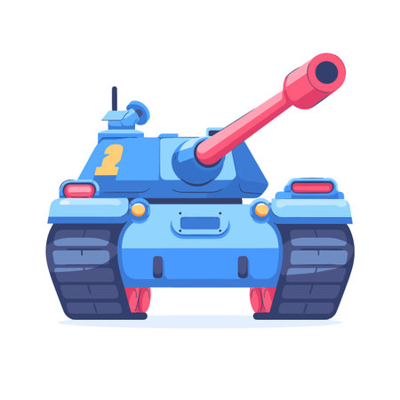 Vector illustration of a tank in flat style on a white background.のイラスト素材