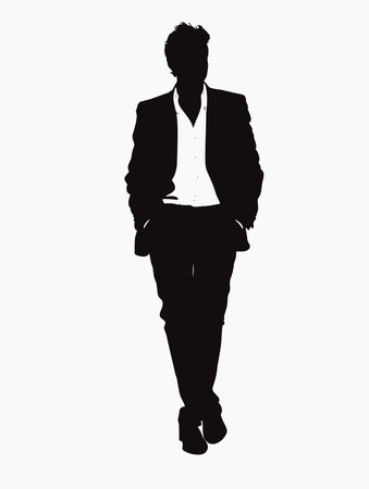 silhouette of a man in a suit on a white backgroundのイラスト素材
