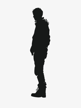 Silhouette of a man walking on a white background. Vector illustrationのイラスト素材