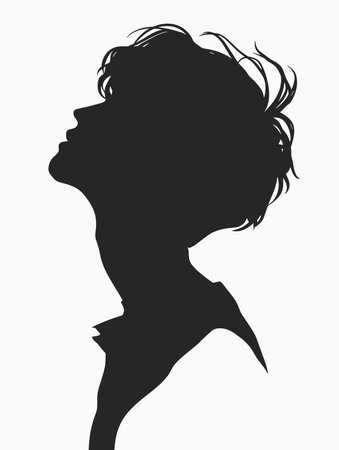 silhouette of a girl on a white background, vector illustrationのイラスト素材