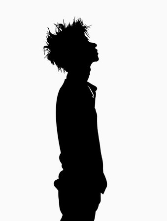 Silhouette of a young man on a white background. Vector illustration.のイラスト素材