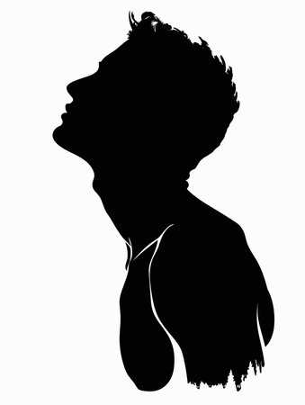 Silhouette of a little boy on a white background, vector illustrationのイラスト素材
