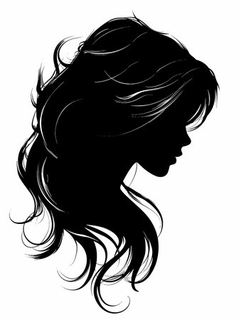 Silhouette of a beautiful girl with long hair. Vector illustration.のイラスト素材