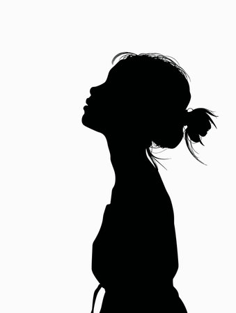 Silhouette of a girl on a white background, vector illustrationのイラスト素材