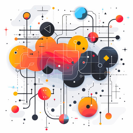 Abstract technology background with various geometric elements and shapes. Vector illustration.のイラスト素材