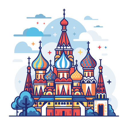 Saint Basil Cathedral in Moscow. Colorful vector illustration in flat styleのイラスト素材