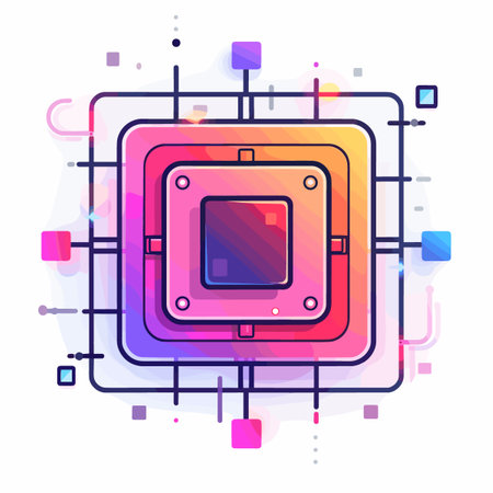 Colorful square with a black square in the middle. The square is made up of many smaller squaresのイラスト素材