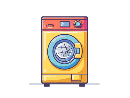 Kitchen appliances in flat style. Washing machine. Vector illustration.のイラスト素材