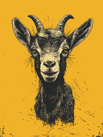 Portrait of Goat. Hand drawn illustration for tattoo or T-shirt.のイラスト素材