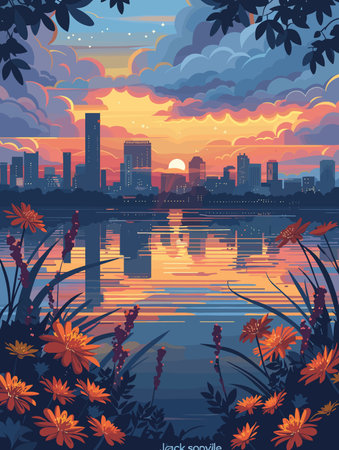 United States of America, Jacksonville. Beautiful vector illustration of the cityのイラスト素材