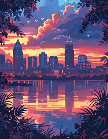 United States of America, Jacksonville. Beautiful vector illustration of the cityのイラスト素材