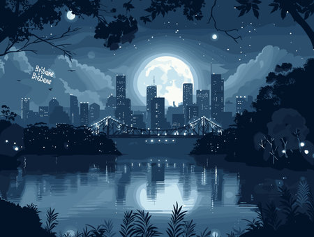 Brisbane Australia. Beautiful postcard vector illustration for your designのイラスト素材