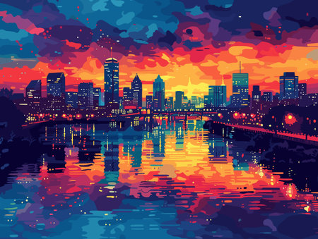 Boston, USA. Beautiful postcard vector illustrationのイラスト素材