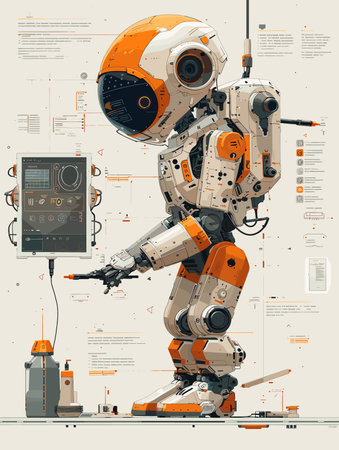 Modern robot concept. Vector illustration of artificial intelligence. Futuristic technology.のイラスト素材