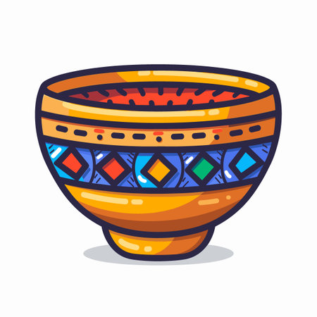 Ceramic bowl on white background. Hand drawn vector illustration.のイラスト素材