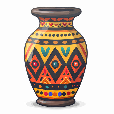Colorful ceramic vase isolated on white background. Vector illustration.のイラスト素材