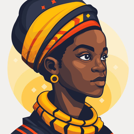 African American woman portrait. Vector illustration in a flat style.のイラスト素材