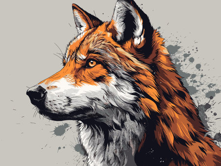Portrait of a red fox. Vector illustration in sketch style.のイラスト素材