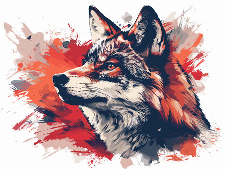 Portrait of a wolf in a grunge style. Vector illustration.のイラスト素材