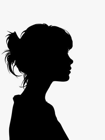 Black and White Silhouette of Beautiful Woman Vector Illustration.のイラスト素材