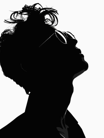 The image is a silhouette of a man, Black and White Vector Illustration