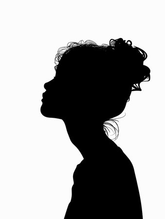 Black and White Silhouette of Beautiful Woman Vector Illustration.のイラスト素材
