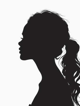 silhouette of a girl on a white background, vector illustrationのイラスト素材