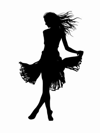 Flamenco dancer girl silhouette on a white background in vectorのイラスト素材