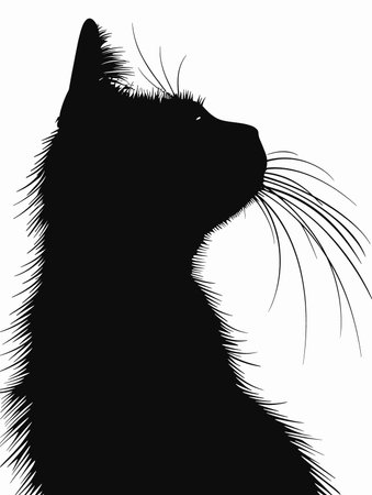 black silhouette of a cat on a white background, vector, illustrationのイラスト素材