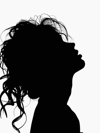 Silhouette of a girl's head on a white background.のイラスト素材