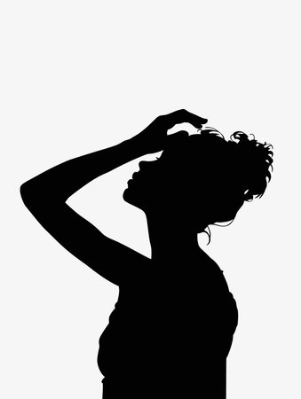 Vector illustration of a pregnant woman silhouette in profile on a white background.のイラスト素材