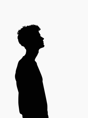 Silhouette of a man in profile on a white background.のイラスト素材