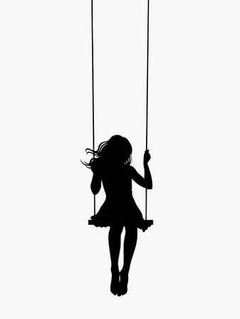 silhouette of a girl on a swing isolated on white backgroundのイラスト素材