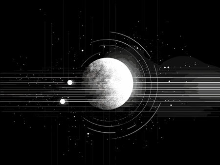 abstract technology background with moon and space for your text, vector illustrationのイラスト素材