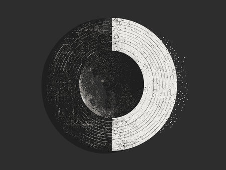 Grunge circle letter O. Black and white vector illustration.のイラスト素材