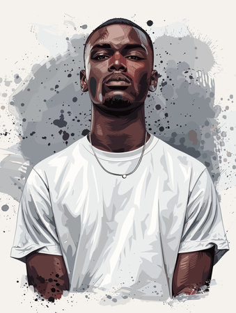Handsome man in white t-shirt. Stylish Vector Illustration.のイラスト素材
