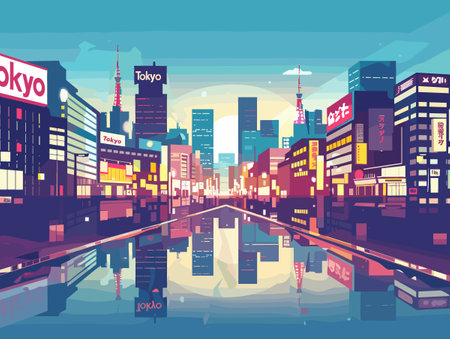 Tokyo City Beautiful Vector Illustration for Postcards, Web Sites and Your Design.のイラスト素材