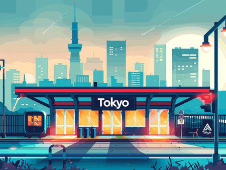 Tokyo City Beautiful Vector Illustration for Postcards, Web Sites and Your Design.のイラスト素材