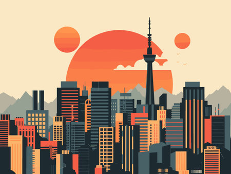 Tokyo city in Japan Beautiful Vector Illustration for Postcards, Web Sites and Your Design.のイラスト素材