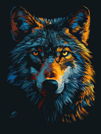 Wolf head vector illustration. Wild animal portrait for t-shirt design.