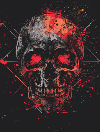 Grunge skull with grunge background. Vector Illustration.のイラスト素材