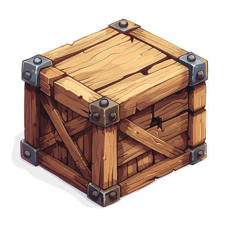 Wooden box, vector illustration, isolated on a white background.のイラスト素材