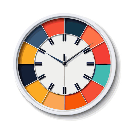 Colorful wall clock on a white background. Vector illustration. Eps 10.のイラスト素材